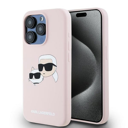 Etui MagSafe dla Apple iPhone 15 Pro Max, Karl Lagerfeld, Silikon Karl & Choupette, Różowy