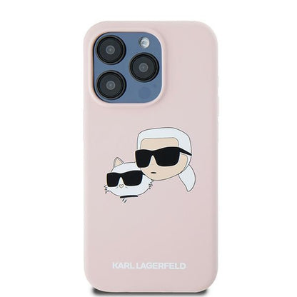 Etui MagSafe dla Apple iPhone 15 Pro Max, Karl Lagerfeld, Silikon Karl & Choupette, Różowy