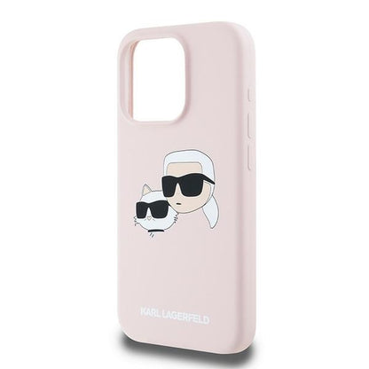 Etui MagSafe dla Apple iPhone 15 Pro Max, Karl Lagerfeld, Silikon Karl & Choupette, Różowy