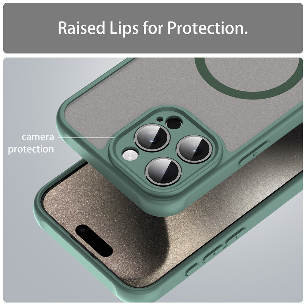 MagSafe Case for Apple iPhone 15 Pro Max, Techsuit, HaloFrost II, Green