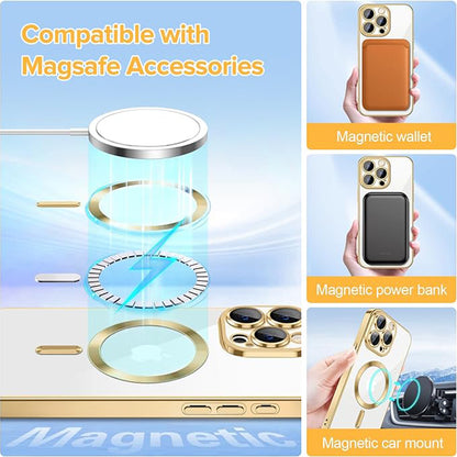 Etui MagSafe do Apple iPhone 15 Pro Max, Techsuit, Luxury Crystal, Złote