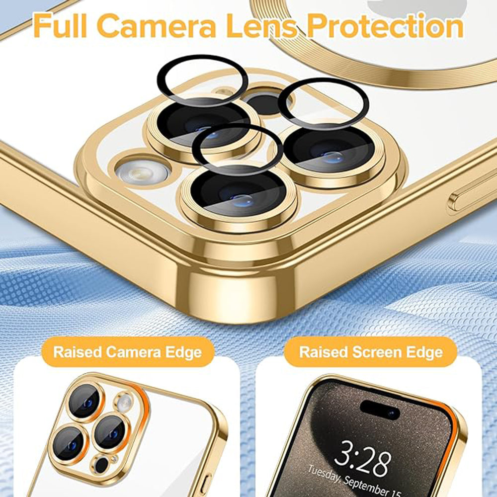 Etui MagSafe do Apple iPhone 15 Pro Max, Techsuit, Luxury Crystal, Złote