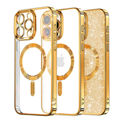 Etui MagSafe do Apple iPhone 15 Pro Max, Techsuit, Luxury Glitter, Złote