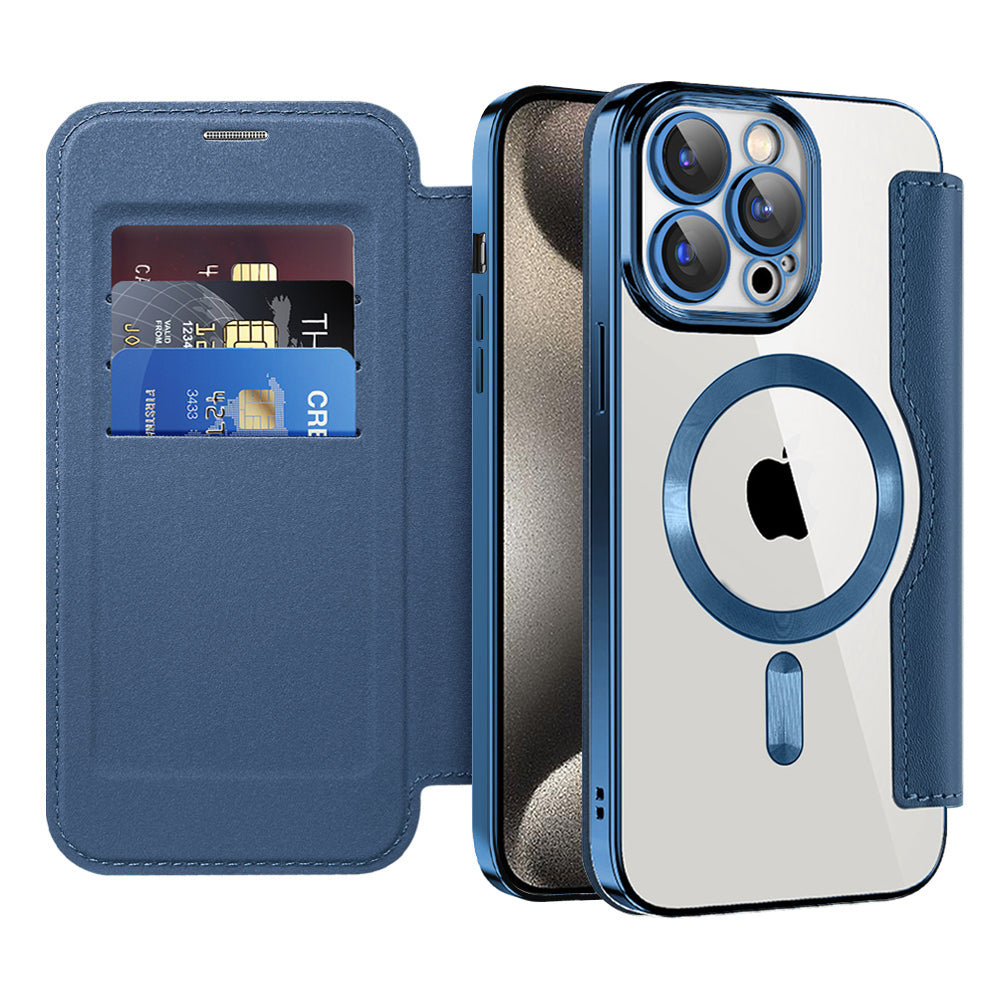 Etui MagSafe do Apple iPhone 15 Pro Max, Techsuit, SmartMag Book, Niebieskie