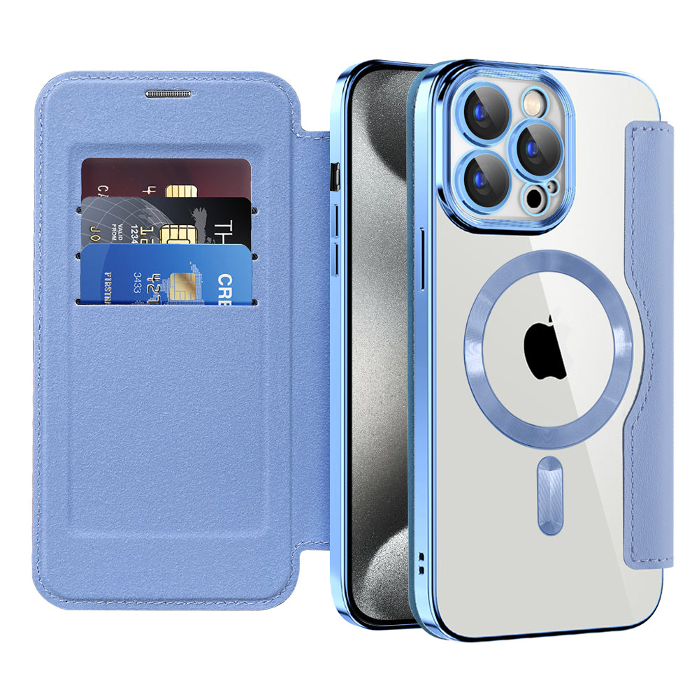 Etui MagSafe do Apple iPhone 15 Pro Max, Techsuit, SmartMag Book, Bleu