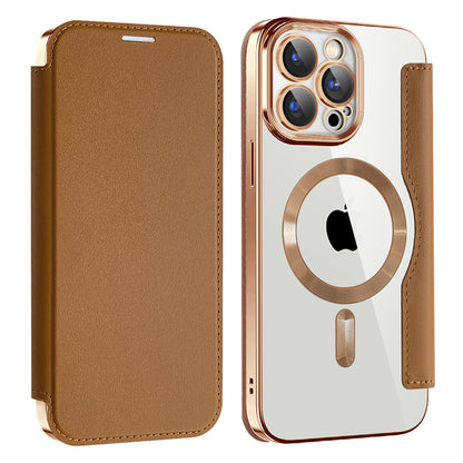Etui MagSafe do Apple iPhone 15 Pro Max, Techsuit, SmartMag Book, Brązowe