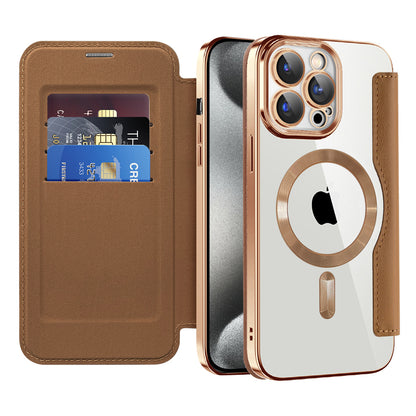 Etui MagSafe do Apple iPhone 15 Pro Max, Techsuit, SmartMag Book, Brązowe