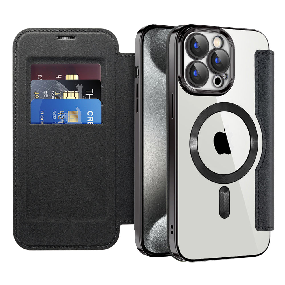 Etui MagSafe do Apple iPhone 15 Pro Max, Techsuit, SmartMag Book, czarne