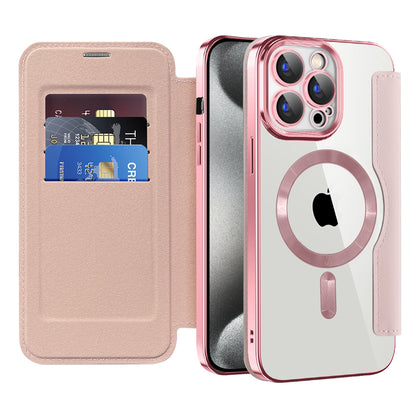 Etui MagSafe do Apple iPhone 15 Pro Max, Techsuit, SmartMag Book, Różowe