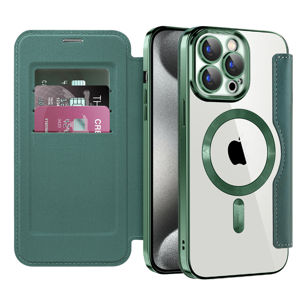 Etui MagSafe dla Apple iPhone 15 Pro Max, Techsuit, SmartMag Book, Zielony