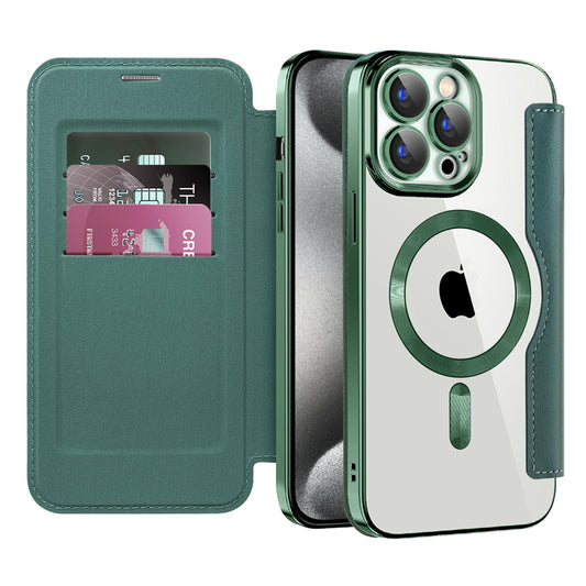 Etui MagSafe dla Apple iPhone 15 Pro Max, Techsuit, SmartMag Book, Zielony