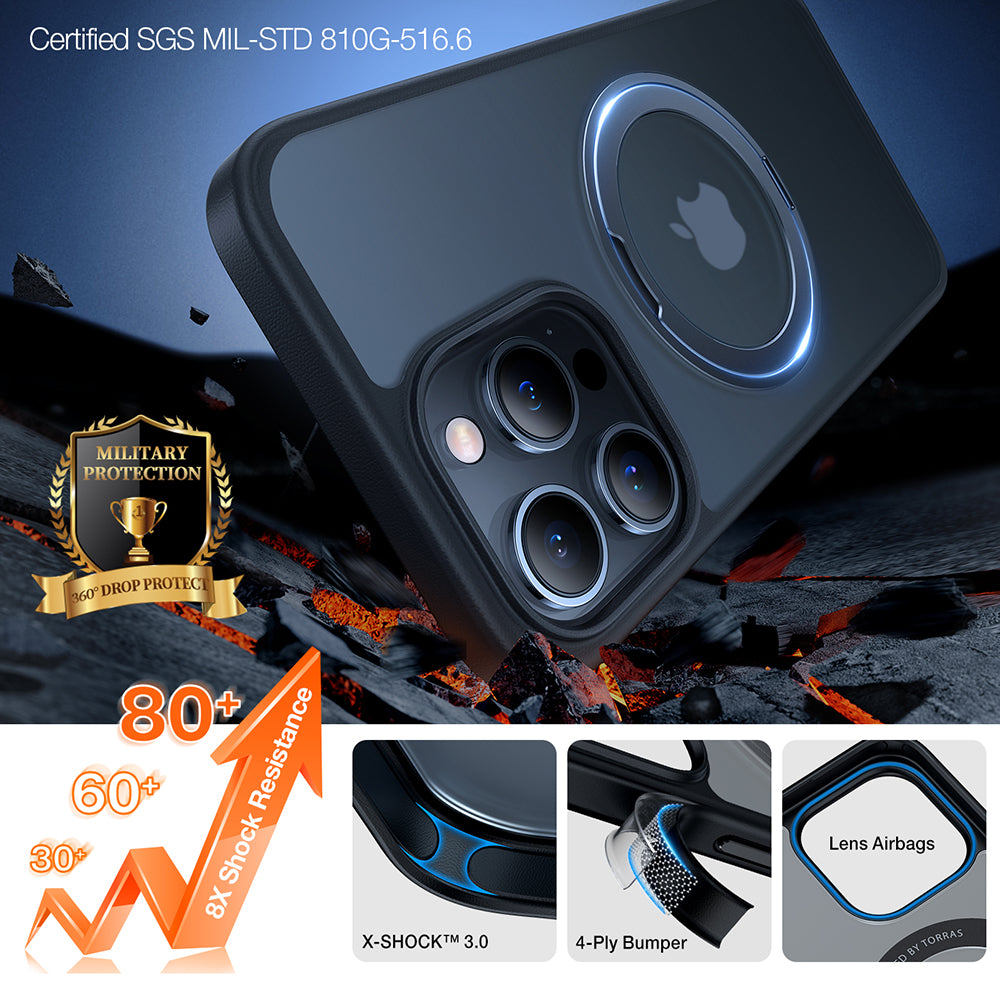 Etui MagSafe dla Apple iPhone 15 Pro Max, Torras, Ostand Pro, Czarne