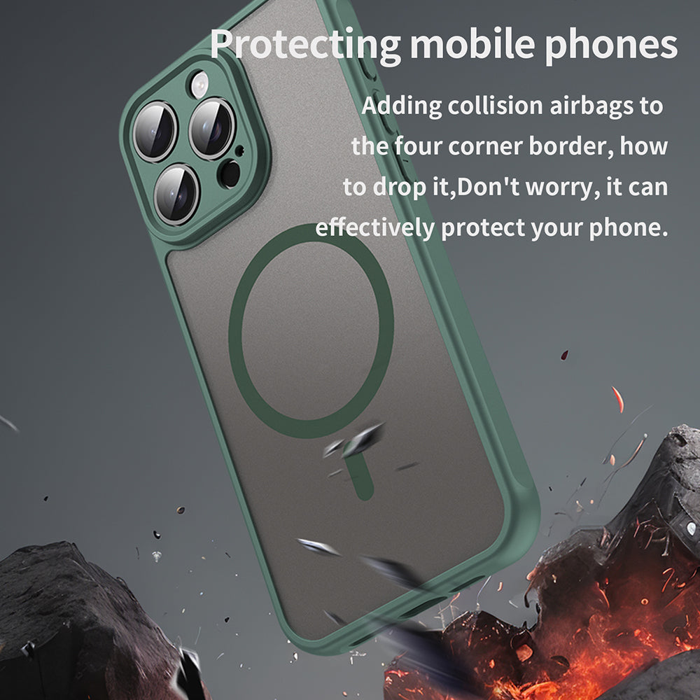 MagSafe Case for Apple iPhone 15 Pro, Techsuit, HaloFrost II, Green