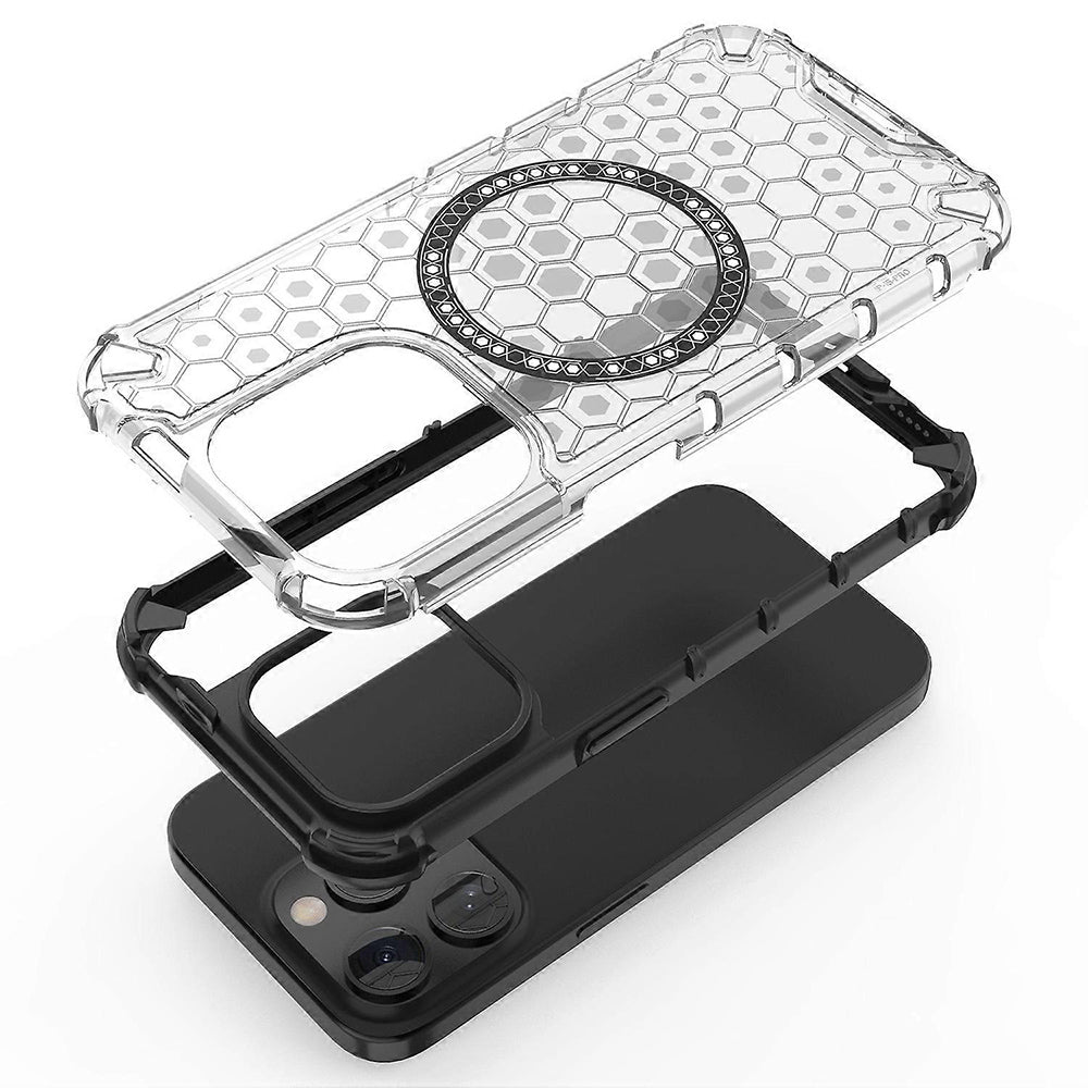 Etui MagSafe do Apple iPhone 15 Pro, Techsuit, HoneyComb Shield, Białe