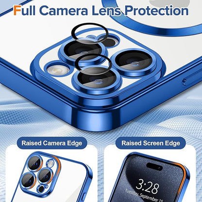 MagSafe Case for Apple iPhone 15 Pro, Techsuit, Luxury Crystal, Dark Blue