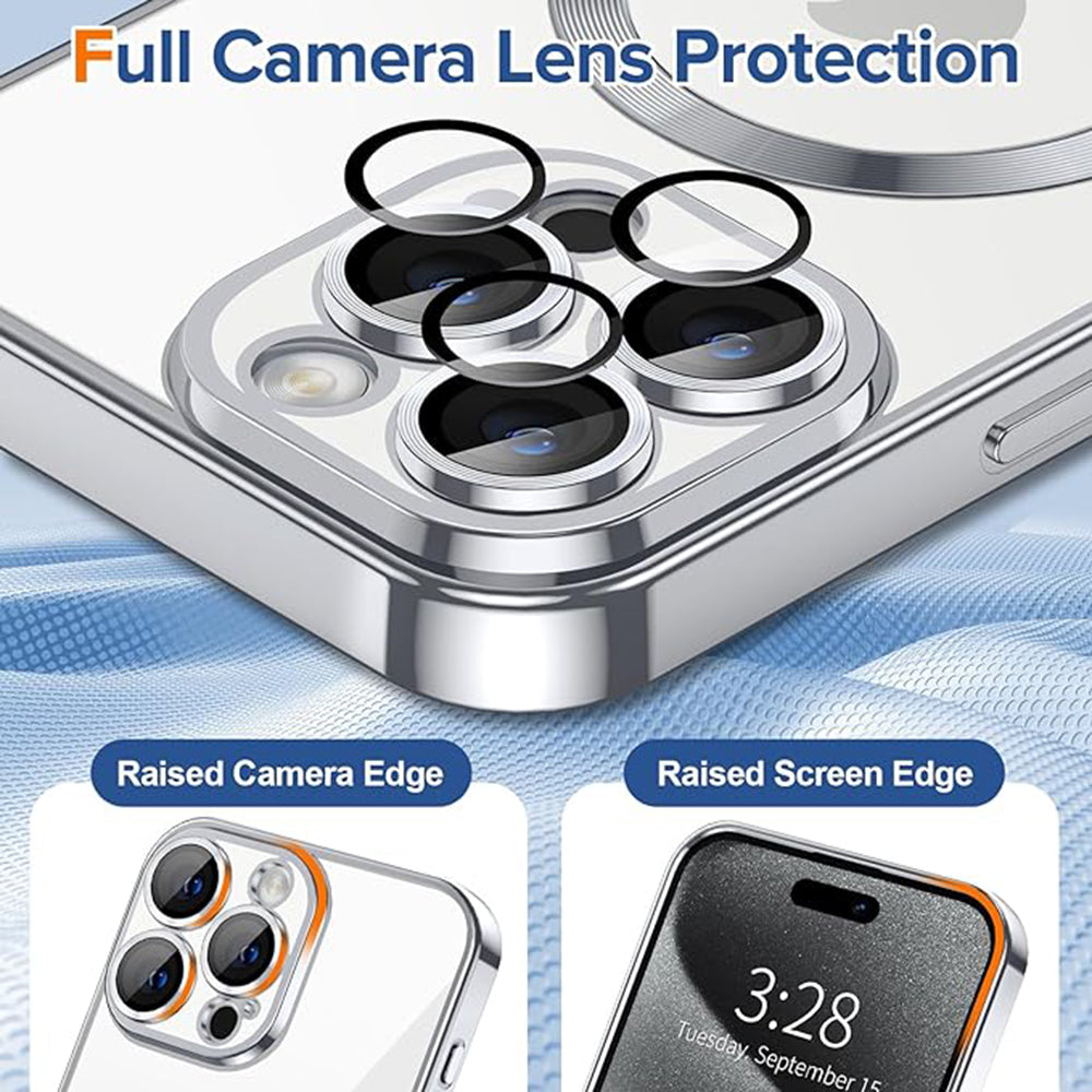 MagSafe Case for Apple iPhone 15 Pro, Techsuit, Luxury Crystal, Silver