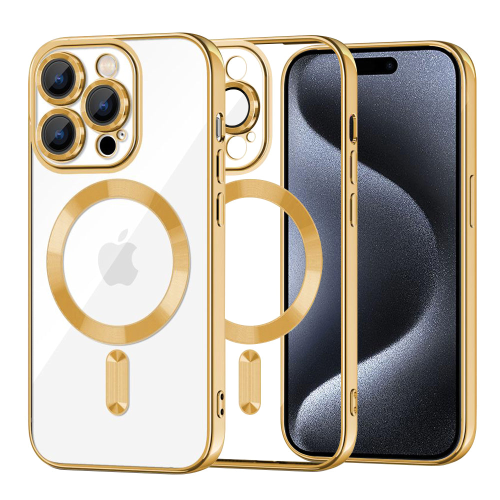 MagSafe Case for Apple iPhone 15 Pro, Techsuit, Luxury Crystal, Gold