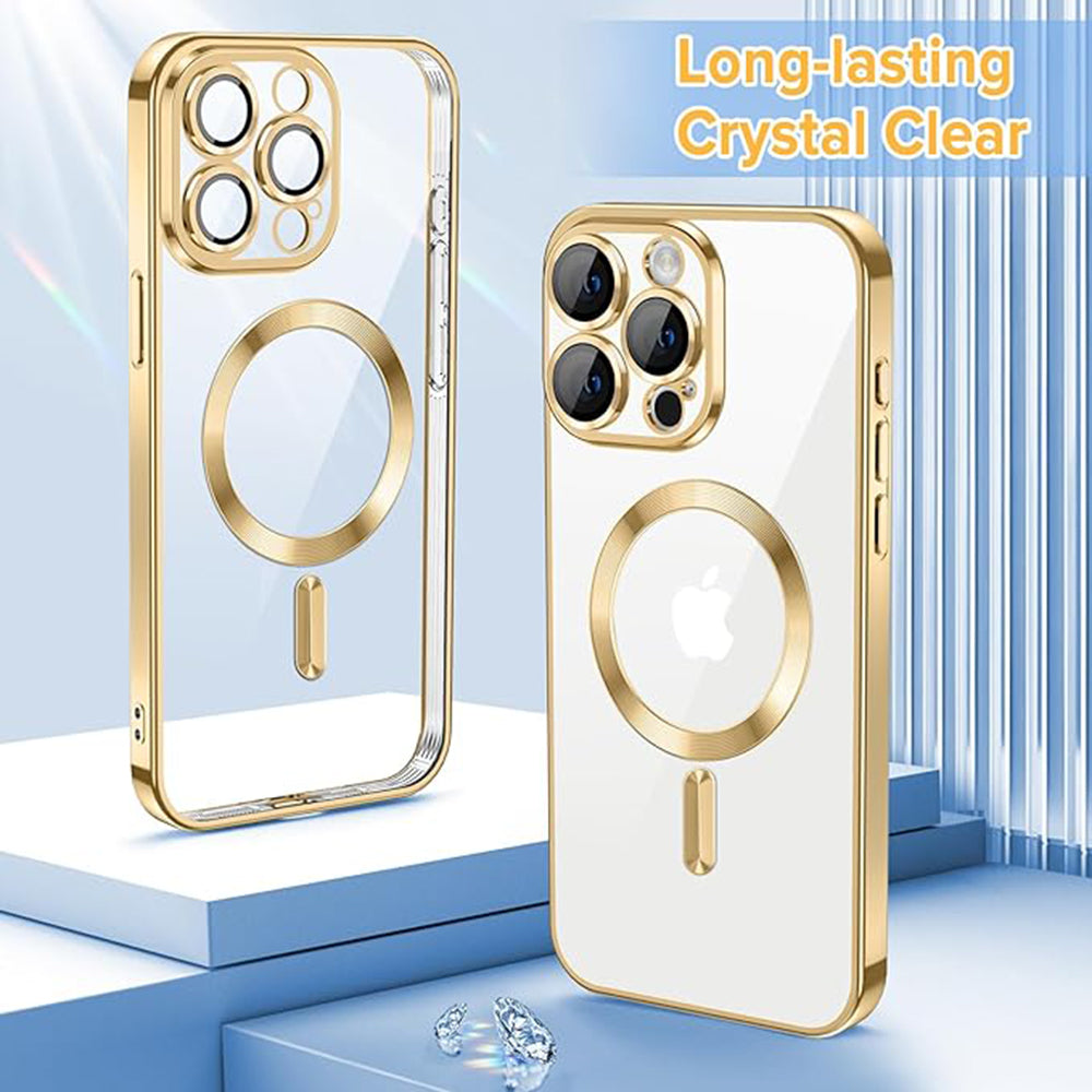 MagSafe Case for Apple iPhone 15 Pro, Techsuit, Luxury Crystal, Gold