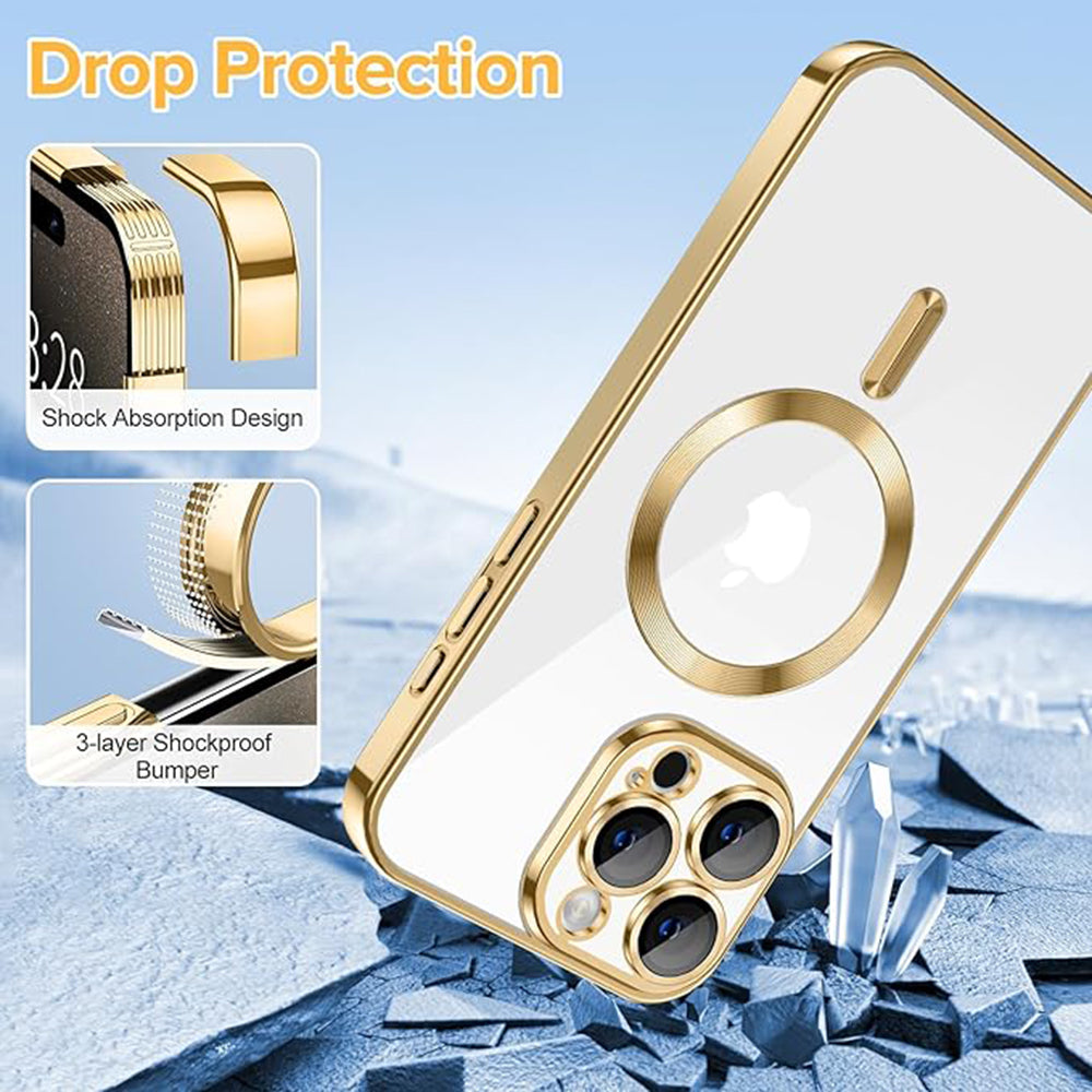 MagSafe Case for Apple iPhone 15 Pro, Techsuit, Luxury Crystal, Gold
