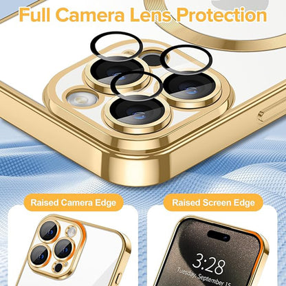 MagSafe Case for Apple iPhone 15 Pro, Techsuit, Luxury Crystal, Gold