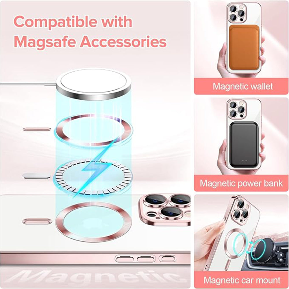 Etui MagSafe do Apple iPhone 15 Pro, Techsuit, Luxury Crystal, Różowe