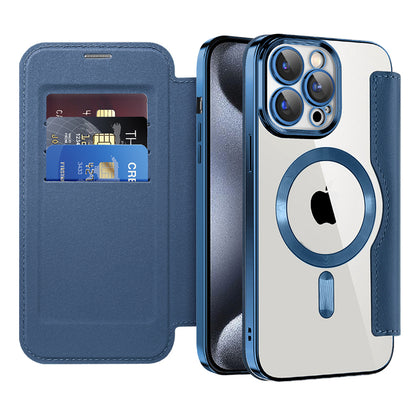 Etui MagSafe dla Apple iPhone 15 Pro, Techsuit, SmartMag Book, Niebieskie