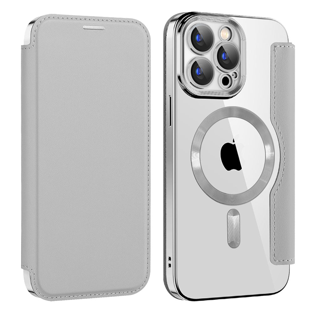 Etui MagSafe do Apple iPhone 15 Pro, Techsuit, SmartMag Book, Szary