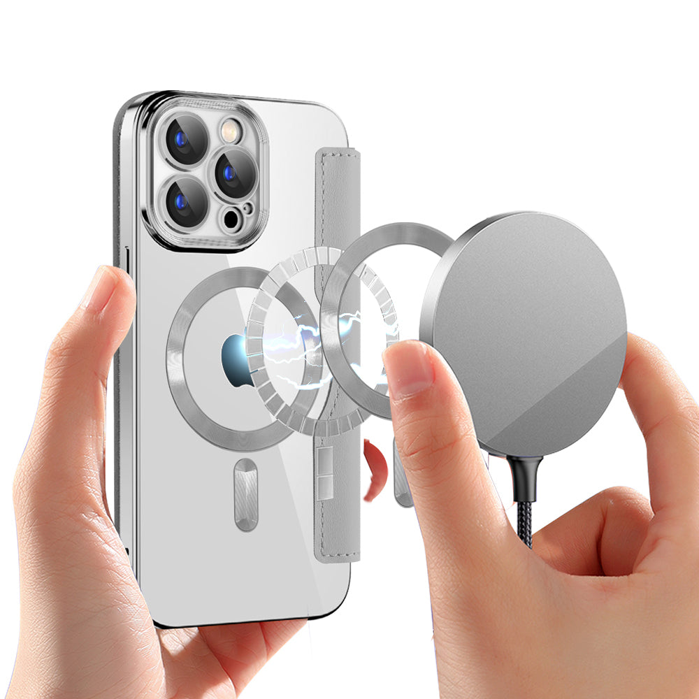 Etui MagSafe do Apple iPhone 15 Pro, Techsuit, SmartMag Book, Szary