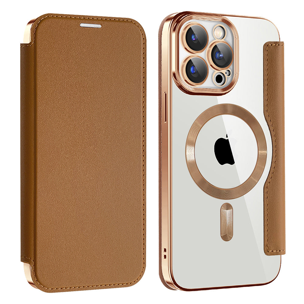Etui MagSafe do Apple iPhone 15 Pro, Techsuit, SmartMag Book, Brązowe