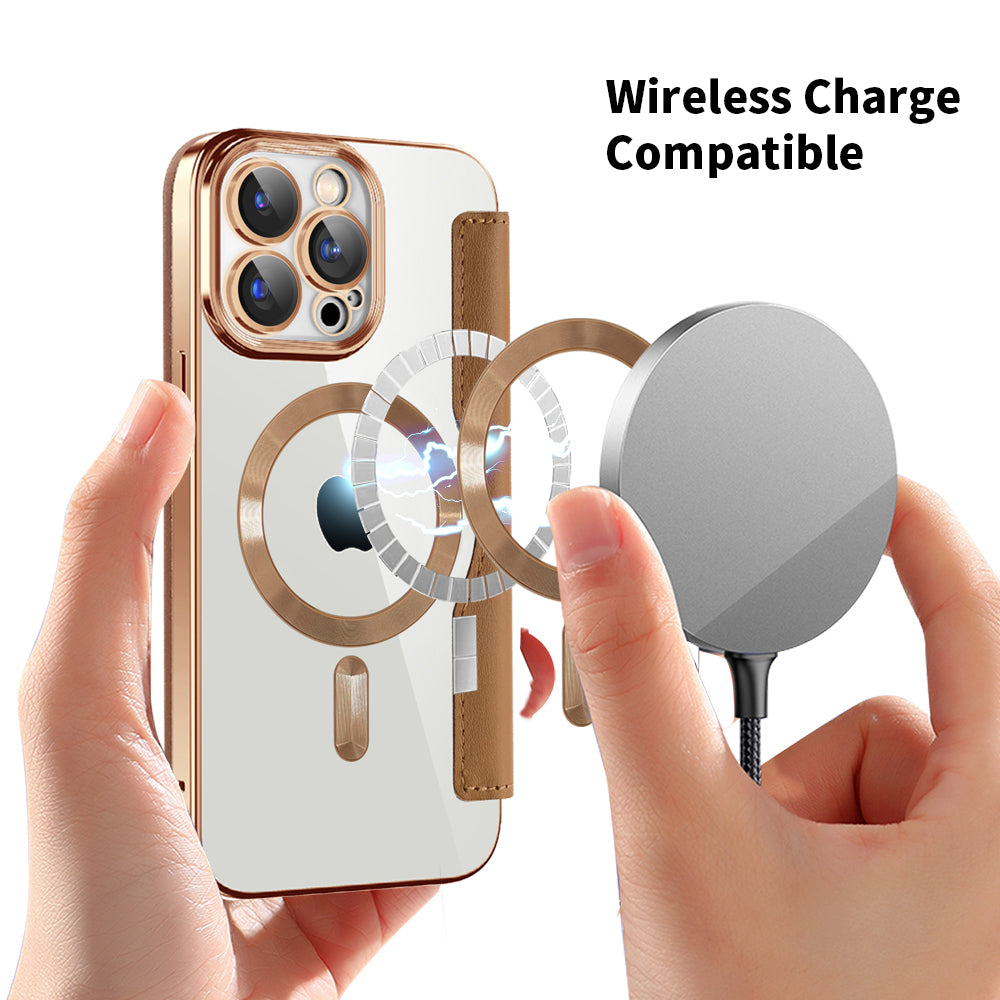Etui MagSafe do Apple iPhone 15 Pro, Techsuit, SmartMag Book, Brązowe