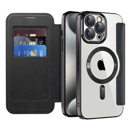 Etui MagSafe do Apple iPhone 15 Pro, Techsuit, SmartMag Book, czarne
