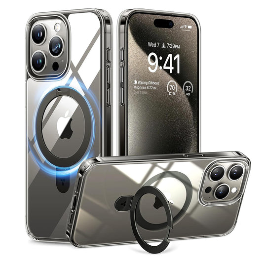 Etui MagSafe dla Apple iPhone 15 Pro, Torras, Ostand, Przezroczyste