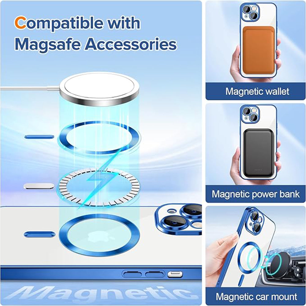 Etui MagSafe do Apple iPhone 15, Techsuit, Luxury Crystal, Ciemnoniebieski