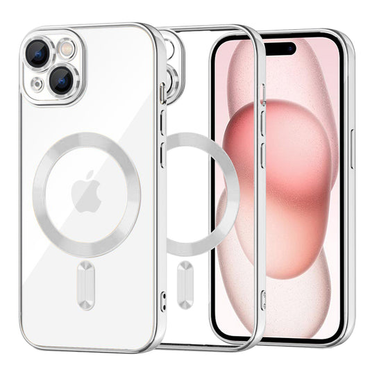 Etui MagSafe do Apple iPhone 15, Techsuit, Luxury Crystal, Srebrne
