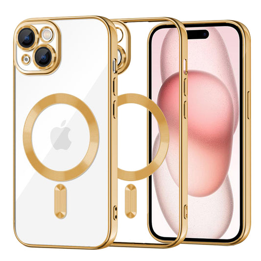 Etui MagSafe do Apple iPhone 15, Techsuit, Luxury Crystal, Złote