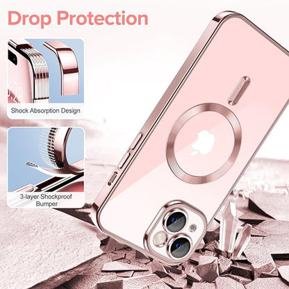 Etui MagSafe do Apple iPhone 15, Techsuit, Luxury Crystal, Różowe