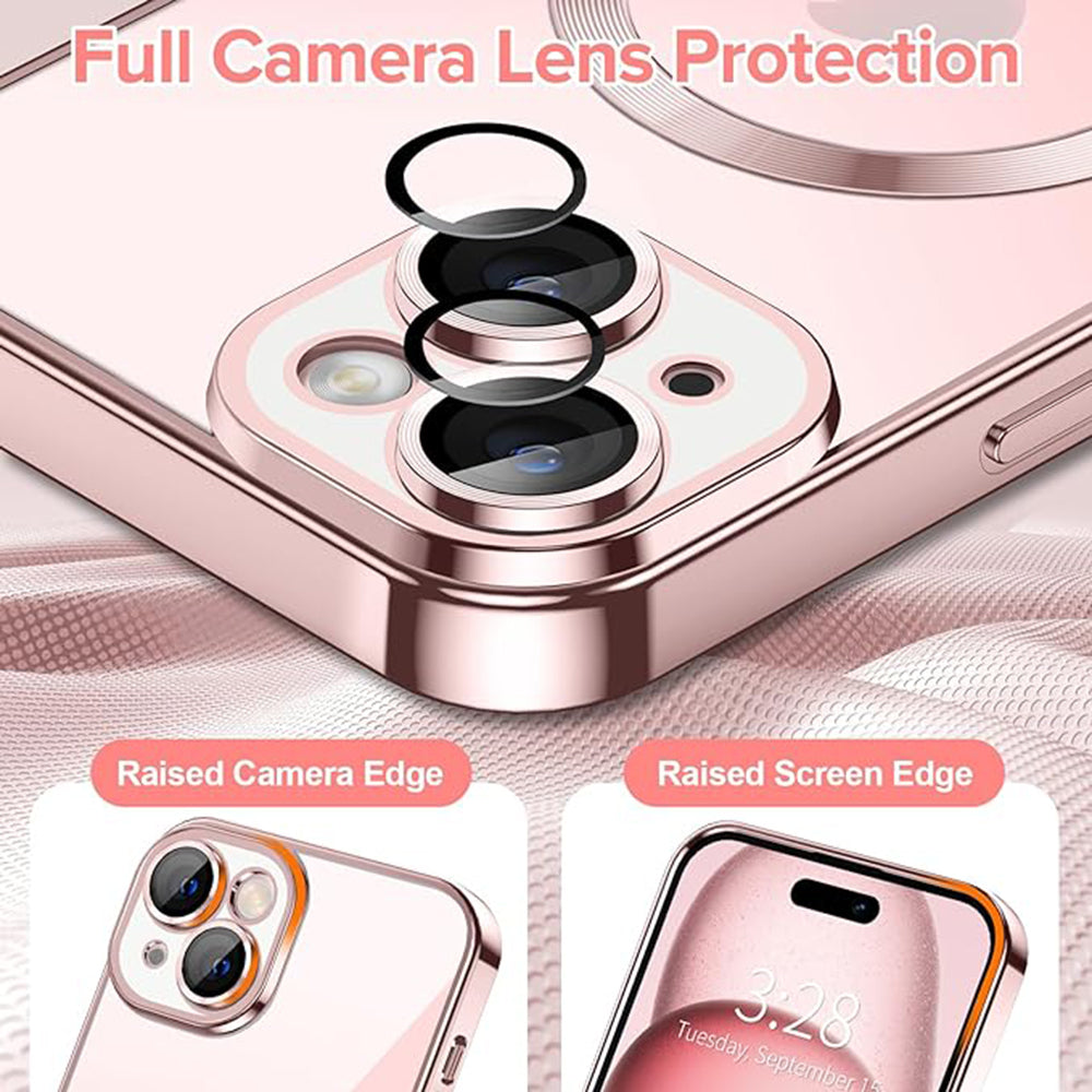 Etui MagSafe do Apple iPhone 15, Techsuit, Luxury Crystal, Różowe