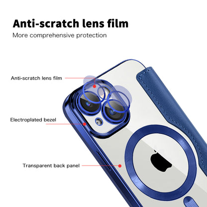 MagSafe Case for Apple iPhone 15, Techsuit, SmartMag Book, Blue