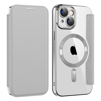 MagSafe Case for Apple iPhone 15, Techsuit, SmartMag Book, Gray