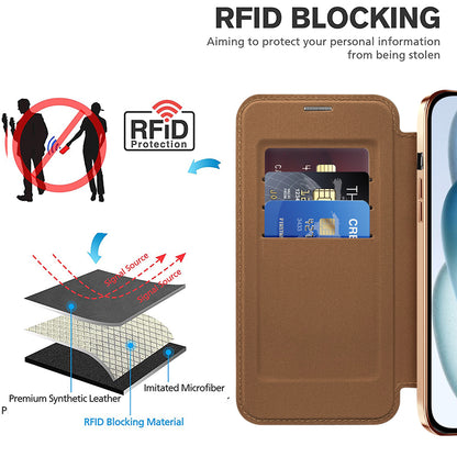 MagSafe Case for Apple iPhone 15, Techsuit, SmartMag Book, Brown