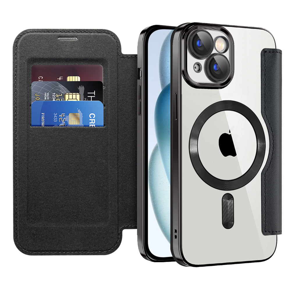 Etui MagSafe do Apple iPhone 15, Techsuit, SmartMag Book, czarne