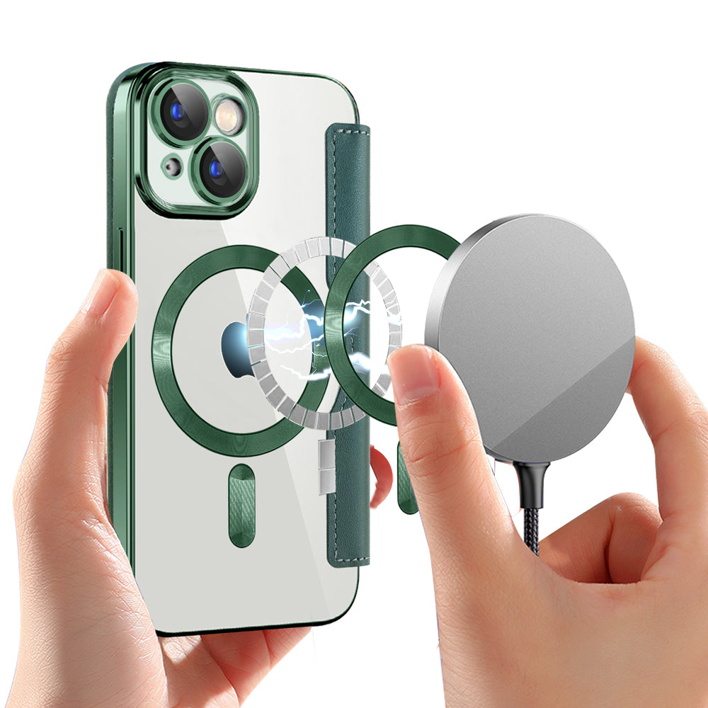 Etui MagSafe do Apple iPhone 15, Techsuit, SmartMag Book, Zielony