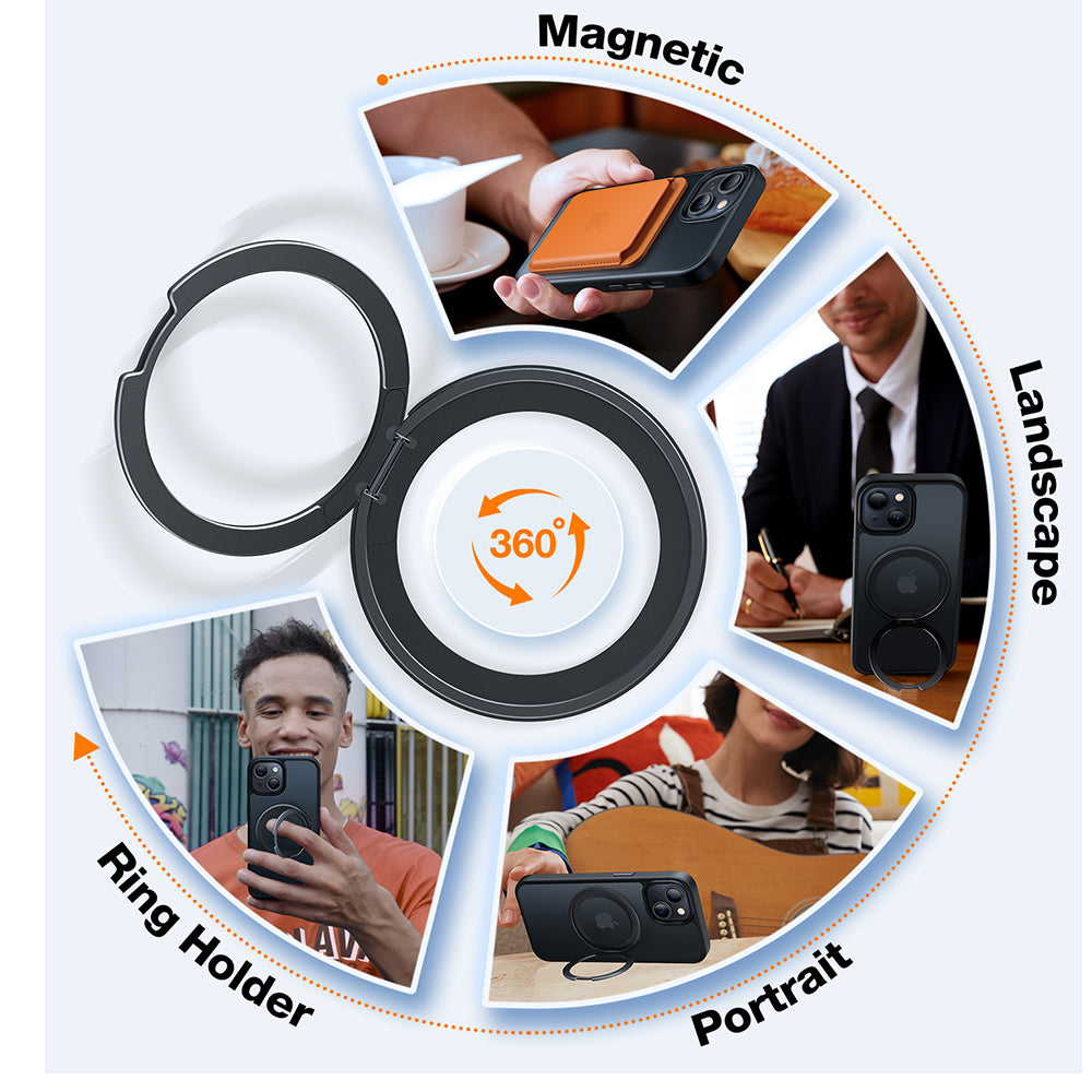 Etui MagSafe dla Apple iPhone 15, Torras, Ostand Pro, Czarne