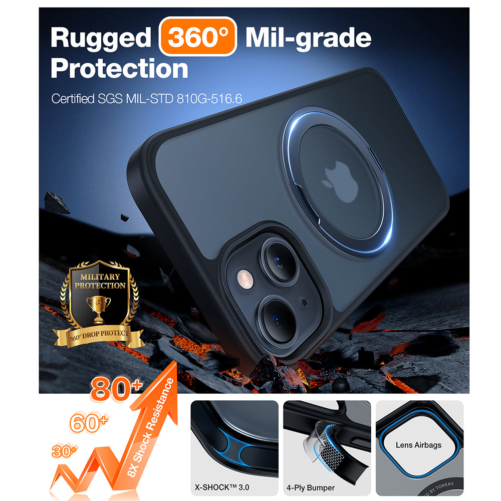 Etui MagSafe dla Apple iPhone 15, Torras, Ostand Pro, Czarne