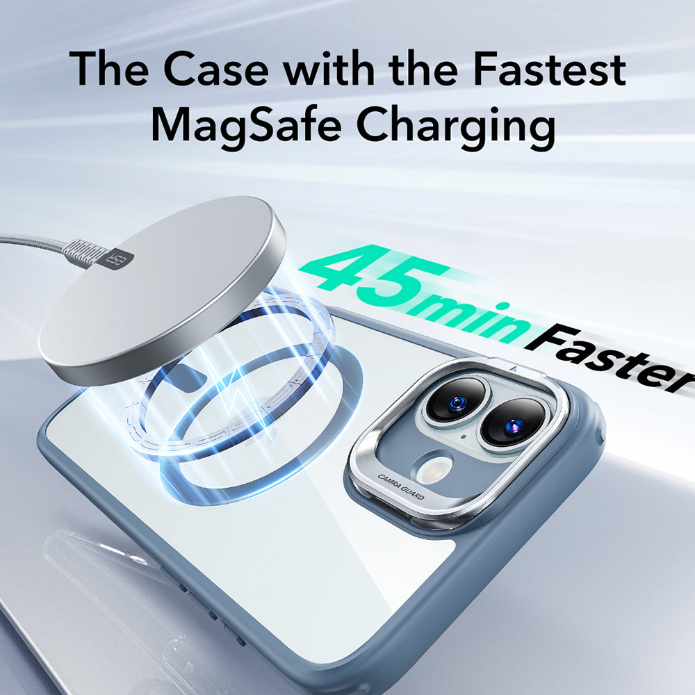 Etui MagSafe dla Apple iPhone 16, ESR, Classic Hybrid Kickstand, Przezroczysty Niebieski