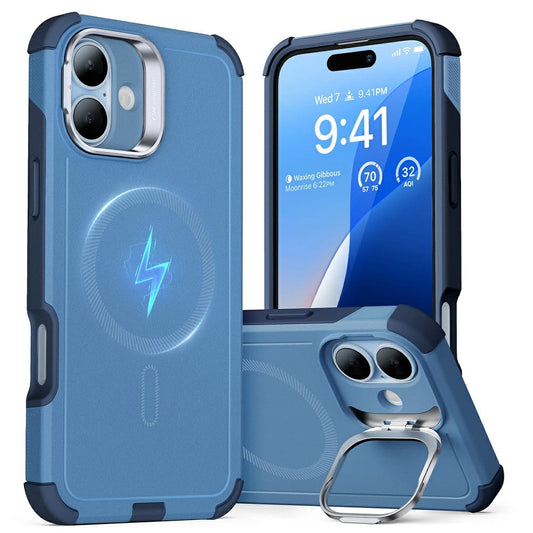 Etui MagSafe dla Apple iPhone 16, ESR, Cyber Armor Kickstand, Niebieskie
