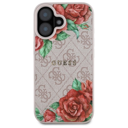 Etui MagSafe dla Apple iPhone 16, Guess, 4G Flowers Print, Różowy