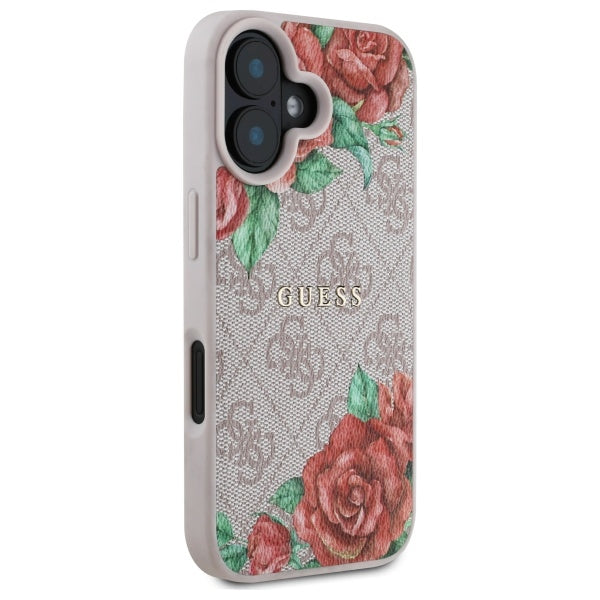 Etui MagSafe dla Apple iPhone 16, Guess, 4G Flowers Print, Różowy