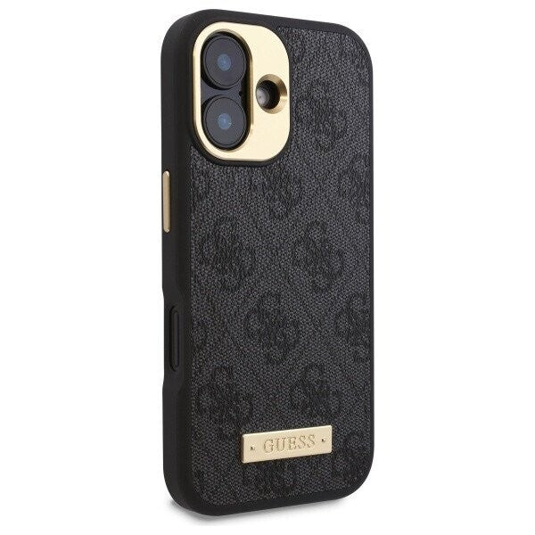 Etui MagSafe dla Apple iPhone 16, Guess, 4G Logo Plate, Czarne
