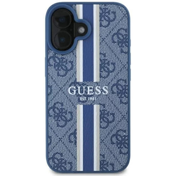 Etui MagSafe dla Apple iPhone 16, Guess, 4G Printed Stripes, Niebieskie